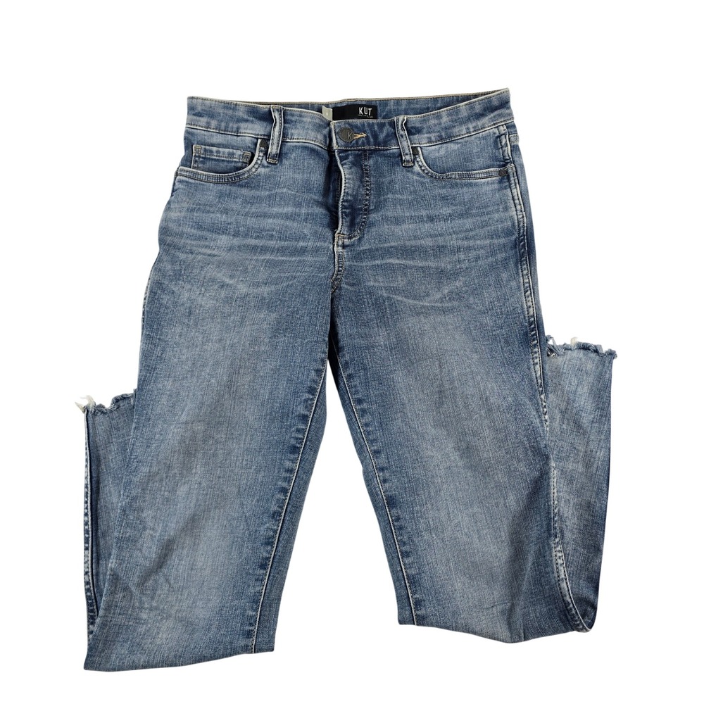 KUT from the Kloth Connie High Rise Ankle Skinny Jean Light Wash Distressed Sz 8